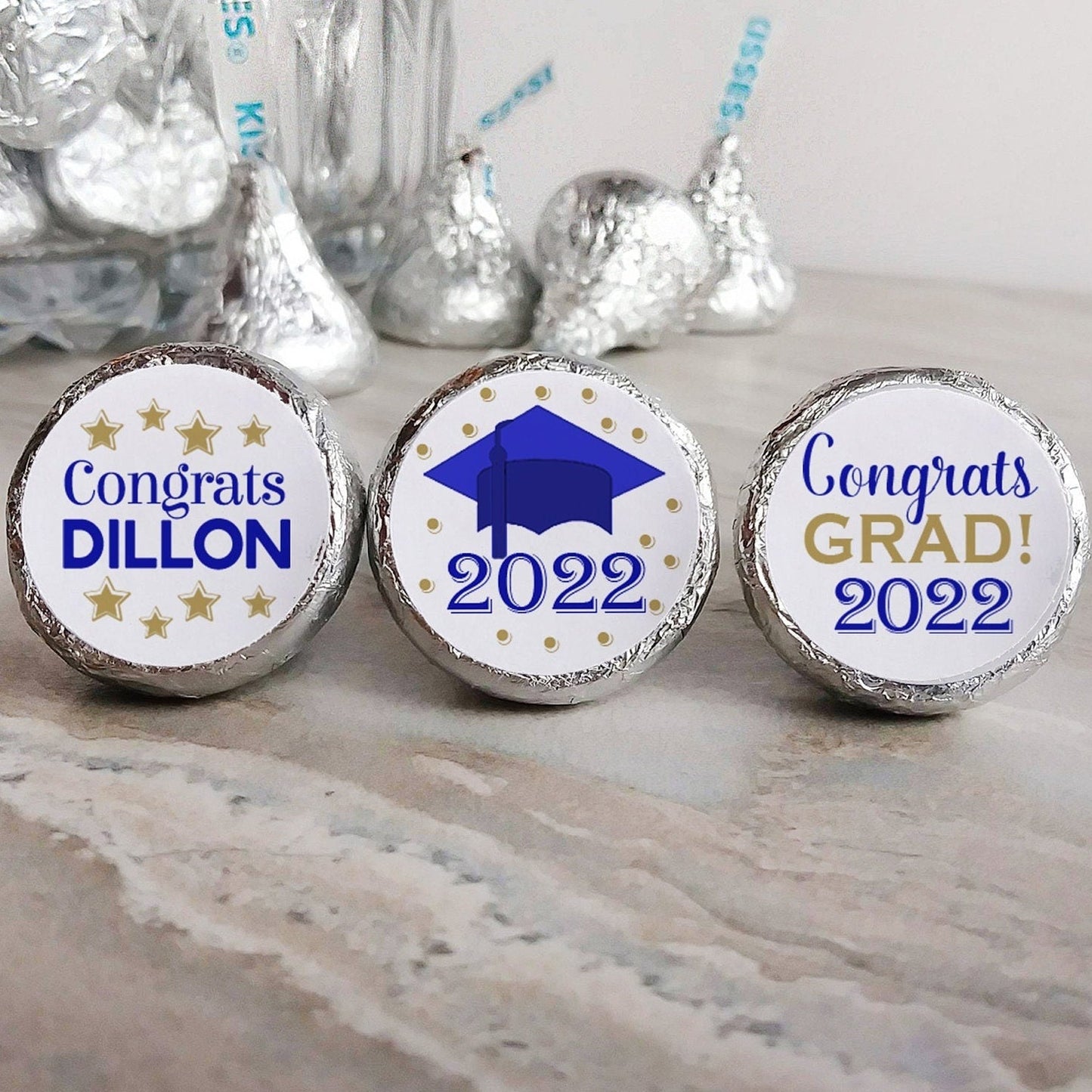 Printed Chocolate Kiss Stickers / Graduation - GD22