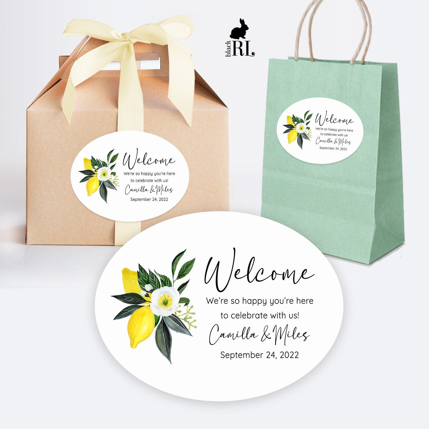 Printed Oval Bag and Box Labels / Lemon Citrus - LM20