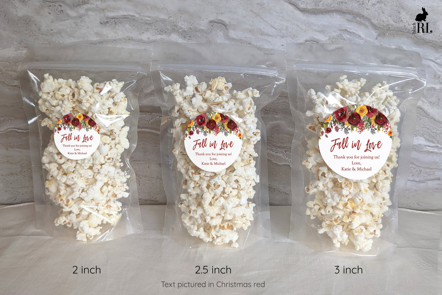 Printed Round Labels in 3 Sizes / Bright Fall Blooms - CJ21