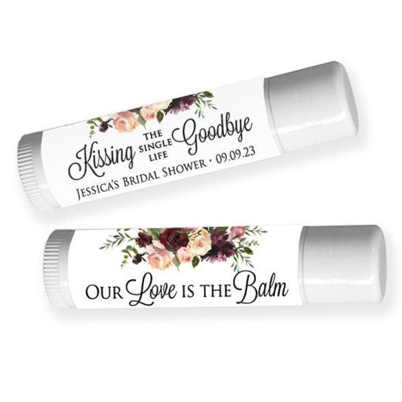 Printed Lip Balm Labels / Burgundy Romance - BF18