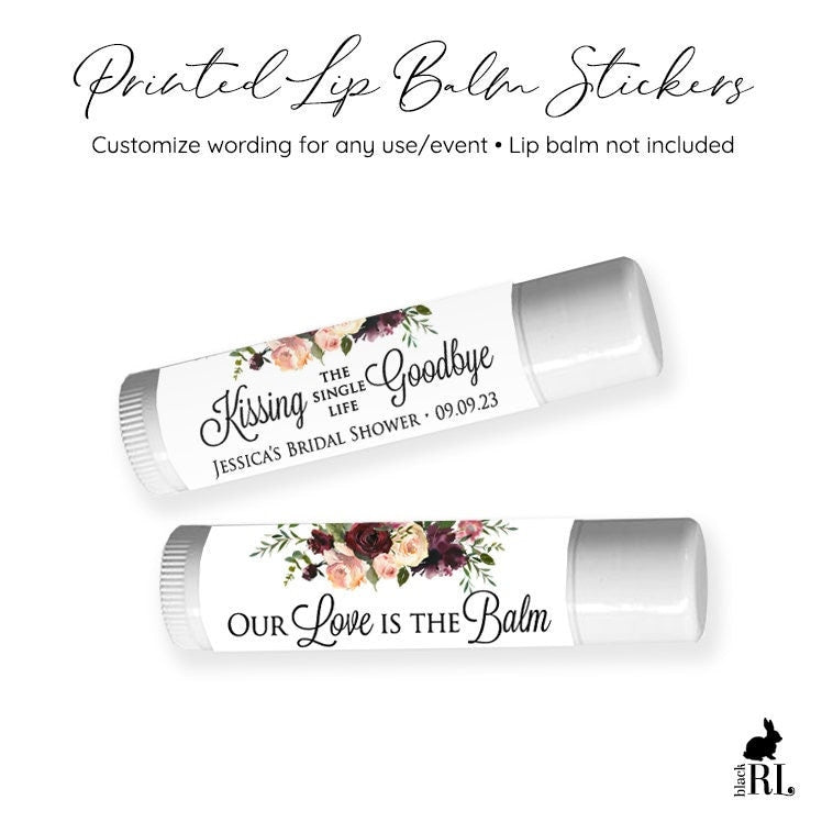 Printed Lip Balm Labels / Burgundy Romance - BF18