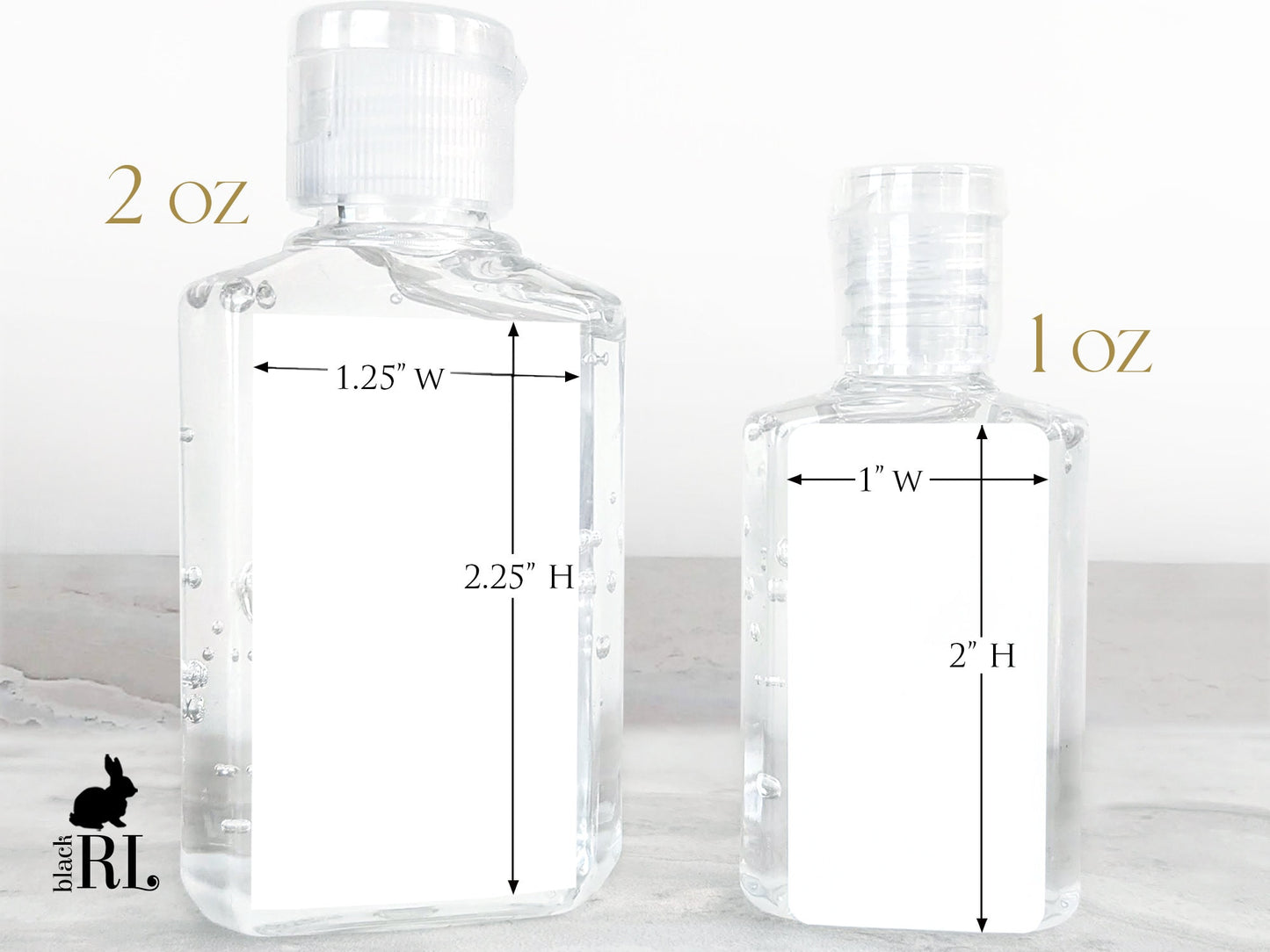 Printed Small Hand Sanitizer Labels / Navy and Gold Flowers - NG19