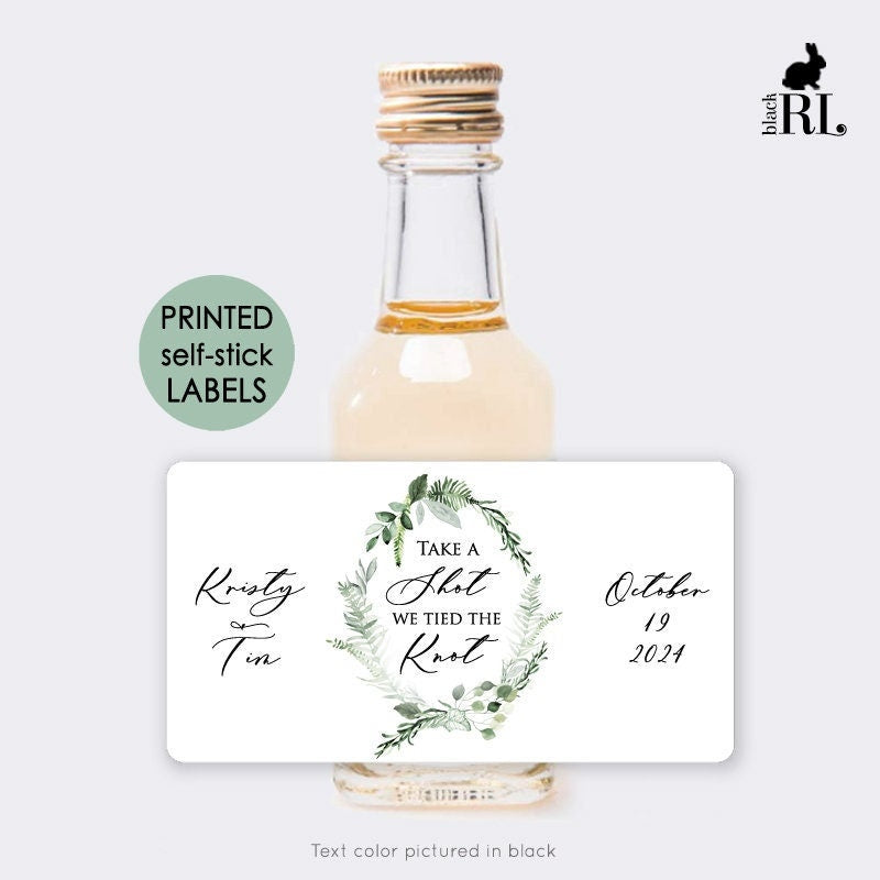 Printed Mini Liquor Bottle Labels / Ivy Greenery Wreath - IV22