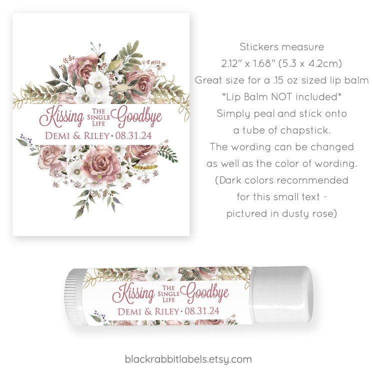 Printed Lip Balm Labels / Wild Roses Bouquet - RA22