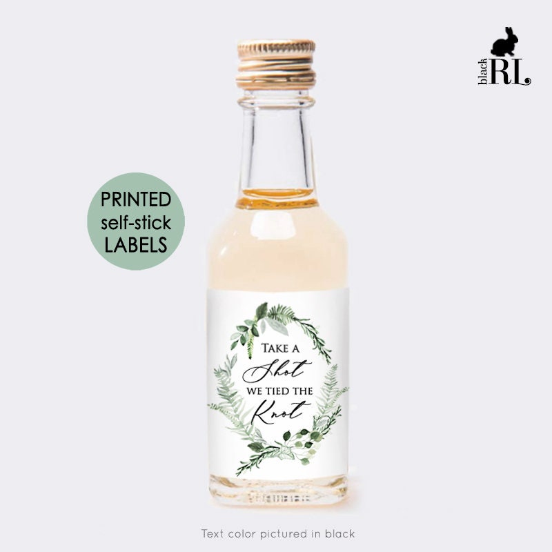 Printed Mini Liquor Bottle Labels / Ivy Greenery Wreath - IV22