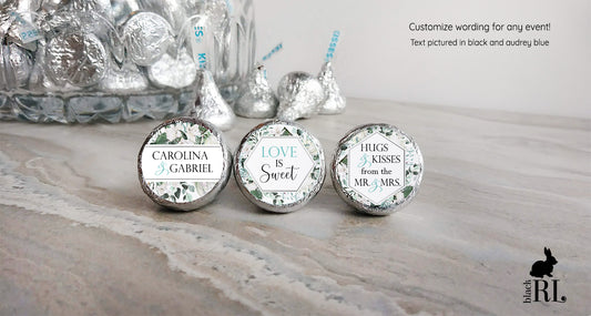 Printed Chocolate Kiss Stickers / Crystal Greenery - CG21