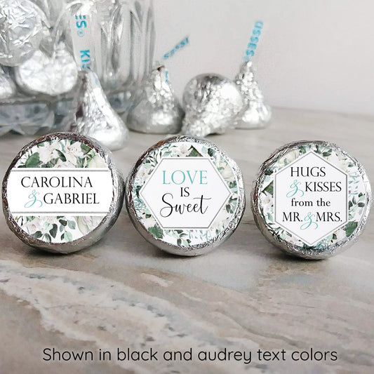 Printed Chocolate Kiss Stickers / Crystal Greenery - CG21