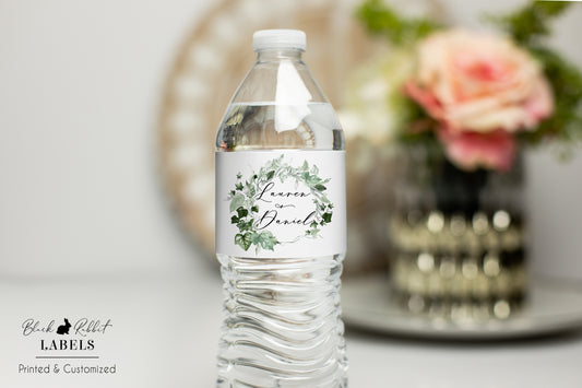 Printed Personalized Water Bottle Labels /Ivy Wreath - IV22