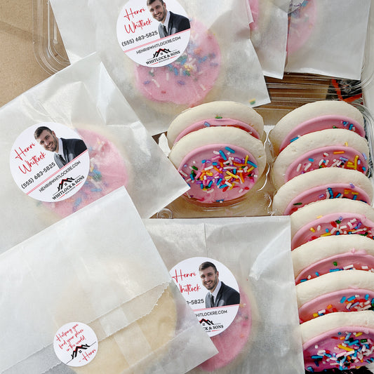 Treat bags and stickers kit - Includes glassine treat bags with 2" and 1" customized stickers - Real Estate / RE23