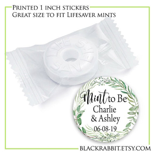 Printed 1 inch round custom stickers / Leaf Wreath - LW18