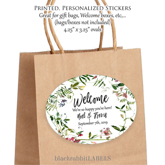 Printed Oval Bag and Box Labels / Rustic Bohemian Garden Frame -  MM20