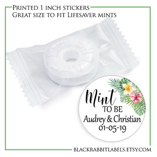 Printed 1 inch round custom stickers / Tropical Flowers - TP19