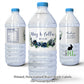 Printed Personalized Water Bottle Labels / Navy Roses and Greenery Stickers - NW19