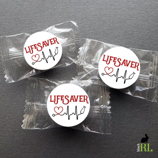 Printed 1 inch round custom stickers / Lifesaver Heartbeat - MC19