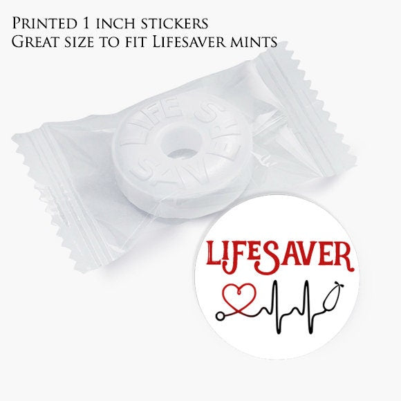 Printed 1 inch round custom stickers / Lifesaver Heartbeat - MC19