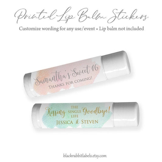 Printed Lip Balm Labels / Watercolor Wash - WC19