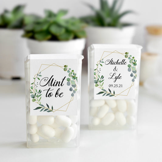 Printed Tic Tac® Labels / Greenery in Geometric Shape - GG18