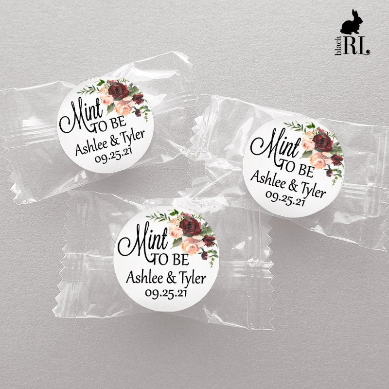Printed 1 inch round custom stickers / Burgundy & Pink Flowers - BF18