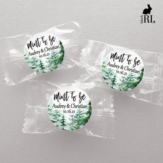 Printed 1 inch round custom stickers / Evergreen Trees - TR19