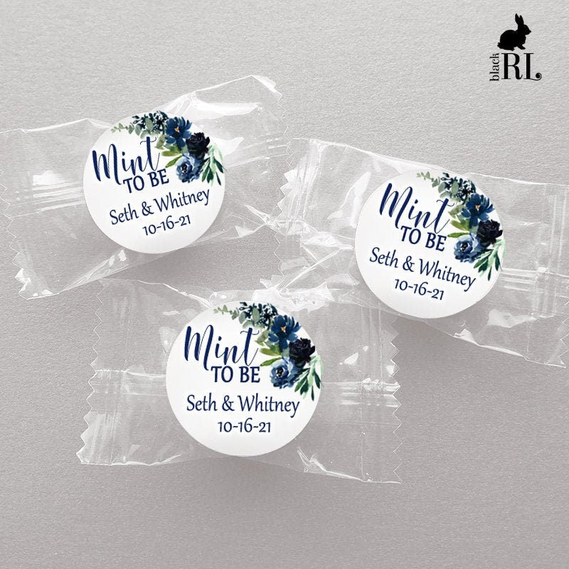 Printed 1 inch round custom stickers / Navy Flowers and Greenery Stickers - NW19