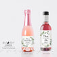 Printed Mini Wine or Mini Champagne Bottle Labels / Greenery Wreath in Geo - GG18
