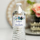 Printed Personalized Water Bottle Labels / Dusty Blue, Navy and Peach Flowers - DB19