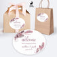 Printed Oval Bag and Box Labels / Blush Pink Feathers - BP20