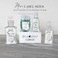 Printed Small Hand Sanitizer Labels / Greenery in Geometric Shape - GG18