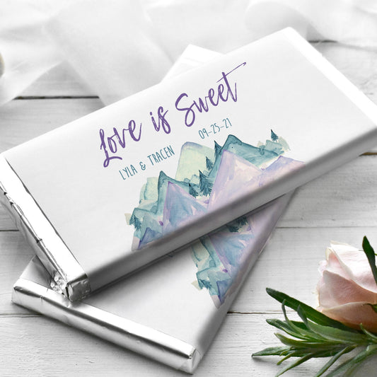 Printed Labels for Full Size Candy/Chocolate Bar / Mountain Landscape Design - MT21