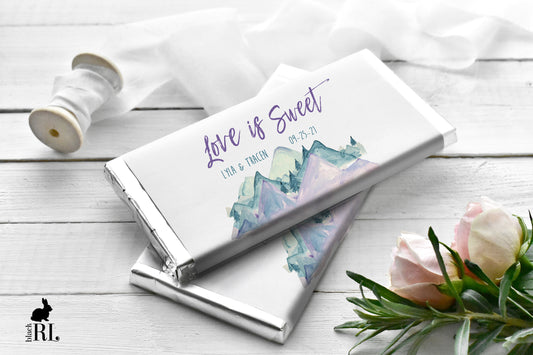 Printed Labels for Full Size Candy/Chocolate Bar / Mountain Landscape Design - MT21