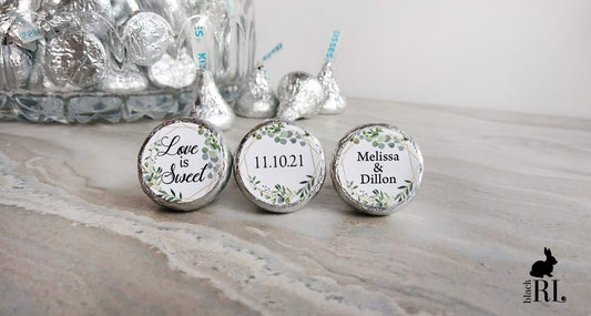 Printed Chocolate Kiss Stickers / Greenery and Geometric Shape - GG18