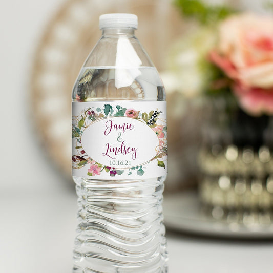 Printed Personalized Water Bottle Labels / Wildflowers - WF20