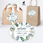 Printed Oval Bag and Box Labels / Green Boho Feathers - GF20