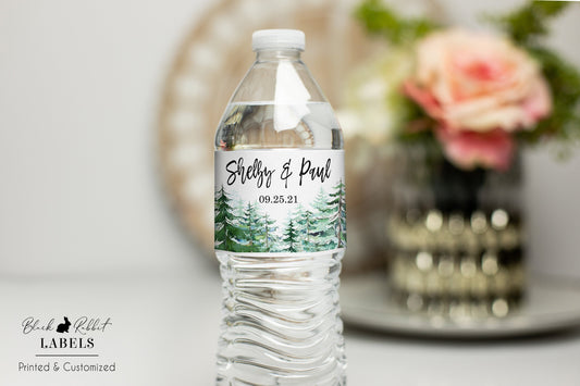 Printed Personalized Water Bottle Labels / Evergreen Trees - TR19