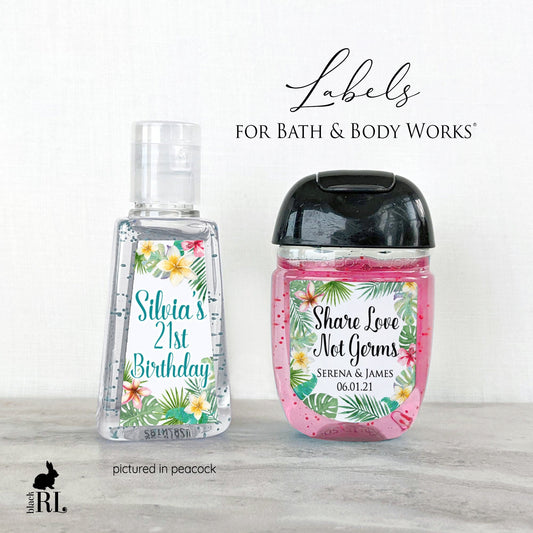 Printed Bath and Body Works® PocketBac Sanitizer Labels / Tropical Leaves - TP19