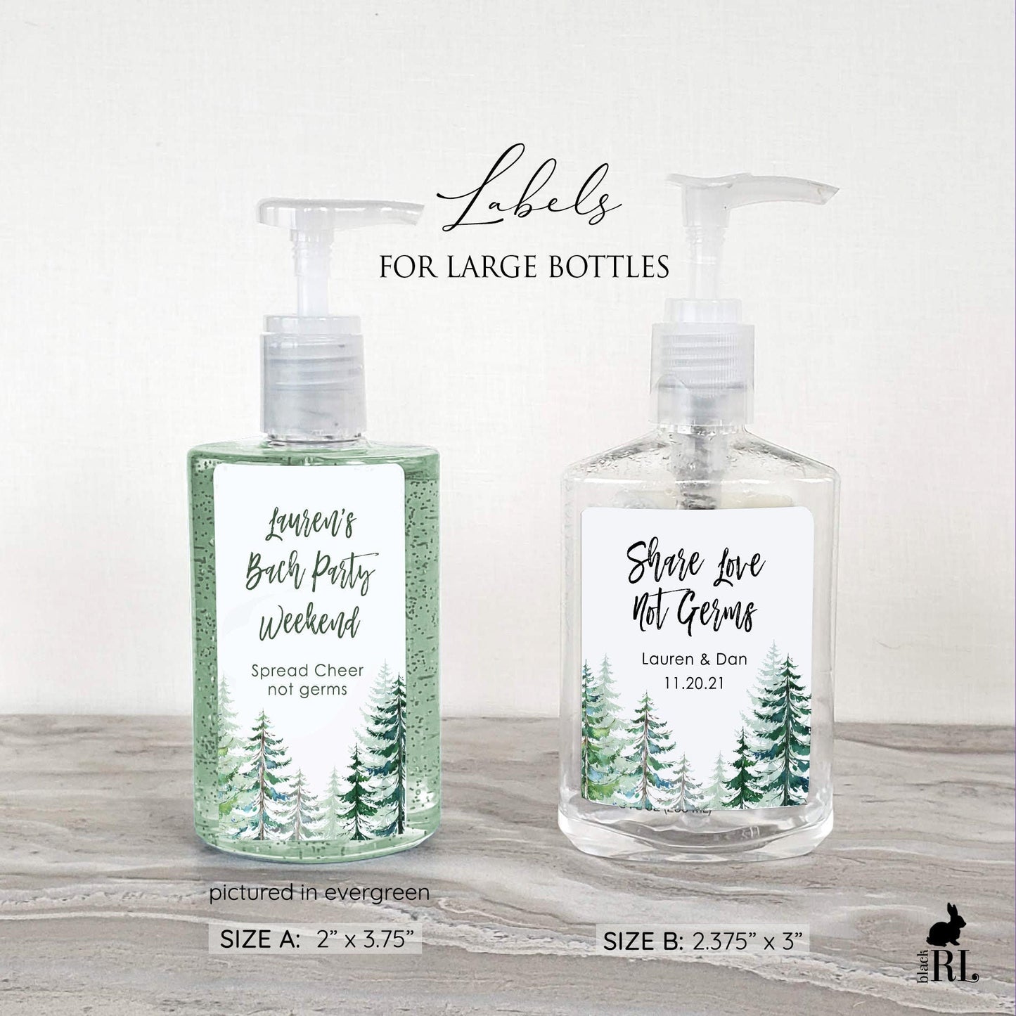 Printed Large Hand Sanitizer Labels / Conifer Tree - TR19