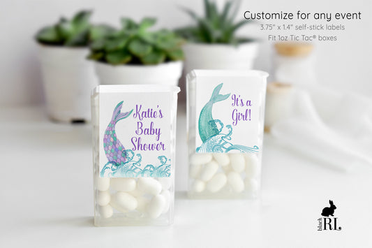 Printed Tic Tac® Labels /  Mermaid Tail in Waves - MW21