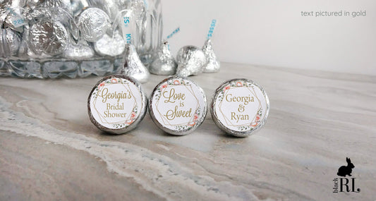 Printed Chocolate Kiss Stickers / Pink Flowers in Geo - PG19