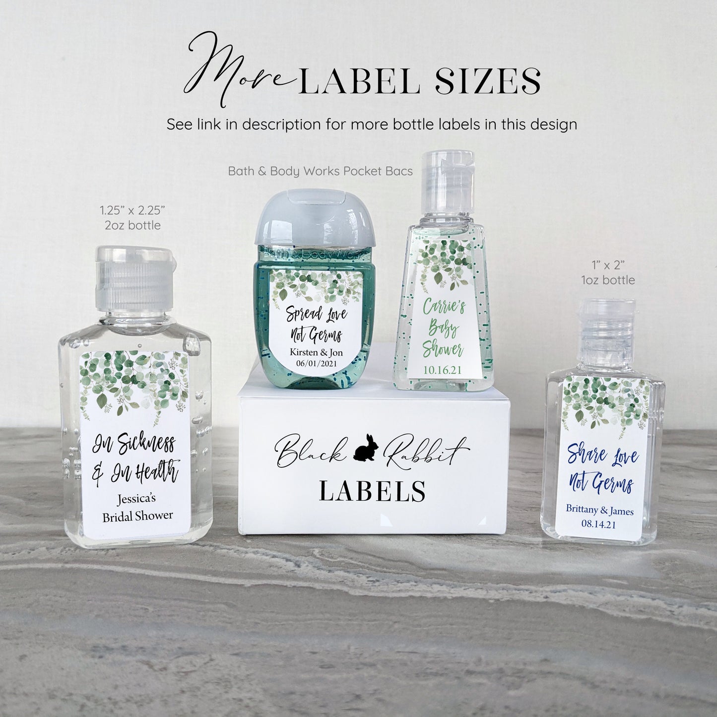 Printed Bath and Body Works® PocketBac Sanitizer Labels / Falling Eucalyptus - FE20