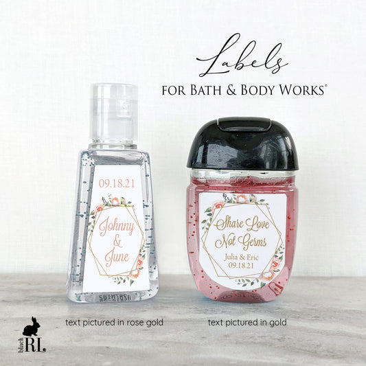 Printed Bath and Body Works® PocketBac Sanitizer Labels / Pink Flowers in Geo - PG19