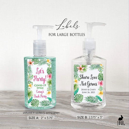 Printed Large Hand Sanitizer Labels / Tropical Leaves - TP19