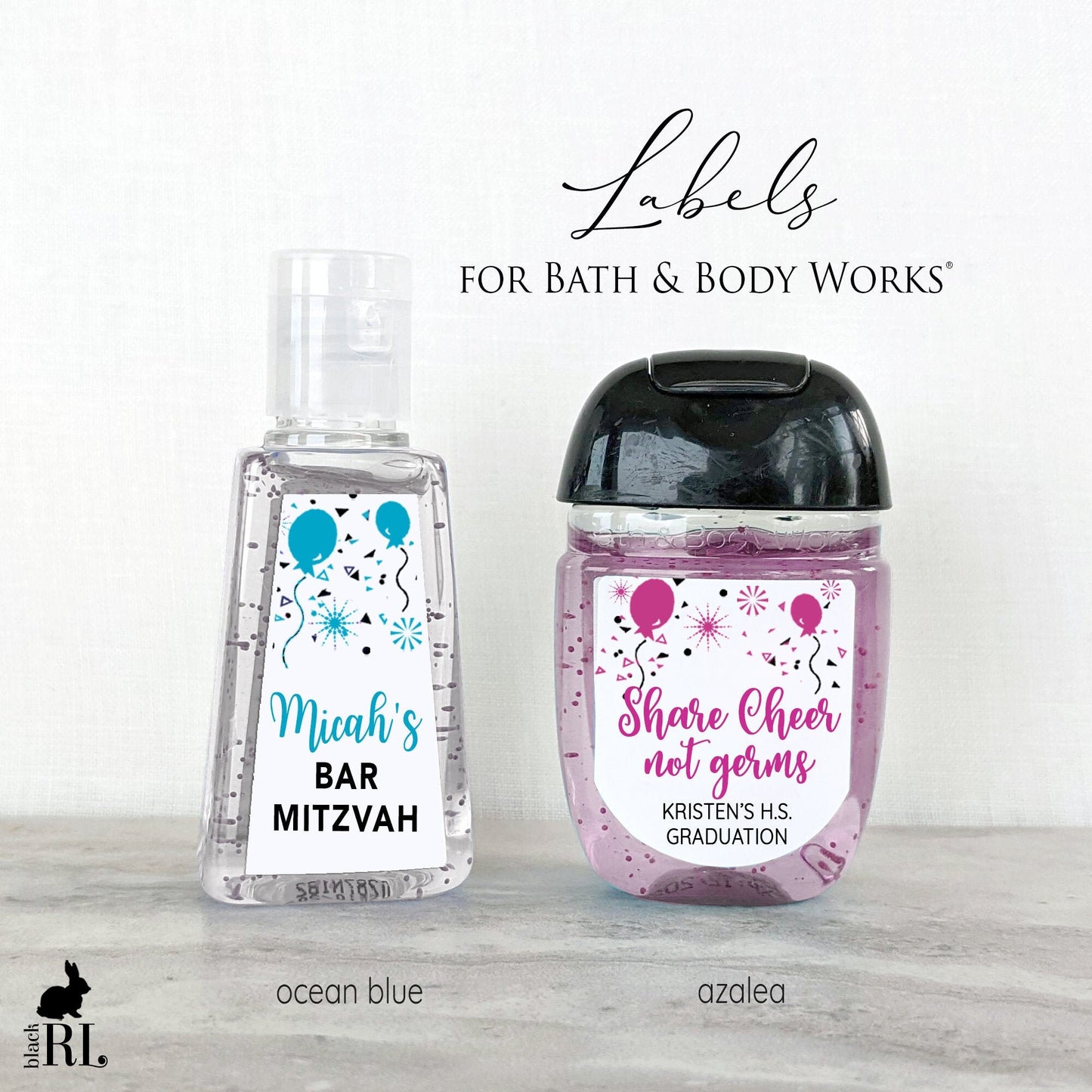 Printed Bath and Body Works® PocketBac Sanitizer Labels / Balloons and Confetti - BK21