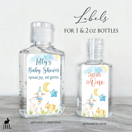 Printed Small Hand Sanitizer Labels / Barnyard Animals - NB21