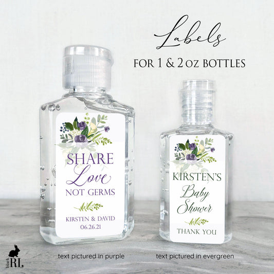 Printed Small Hand Sanitizer Labels / Purple and Calla Lily - PC21