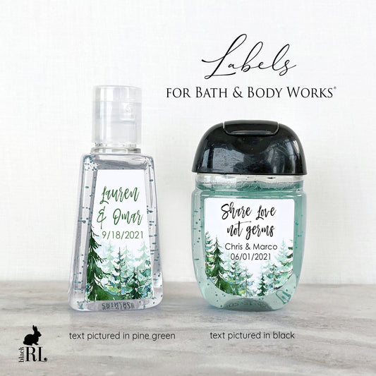 Printed Bath and Body Works® PocketBac Sanitizer Labels / Evergreen Trees - TR19