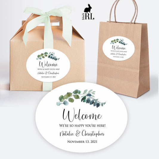 Printed Oval Bag and Box Labels / Simple Green Branch Sticker -  SE18