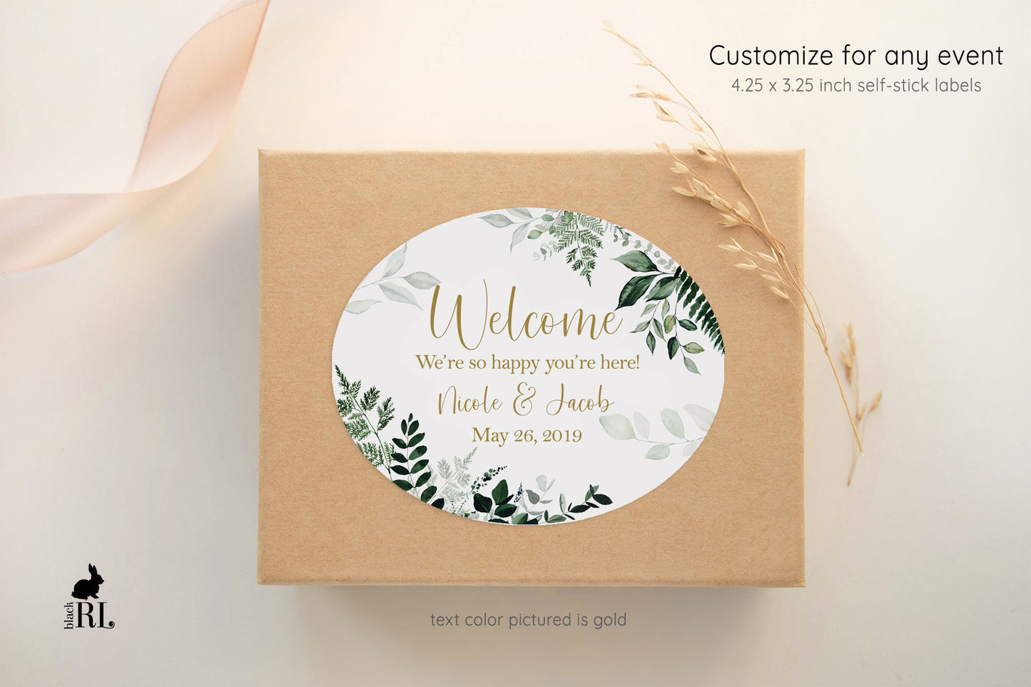 Printed Oval Bag and Box Labels / Botanical Garden -  BO21