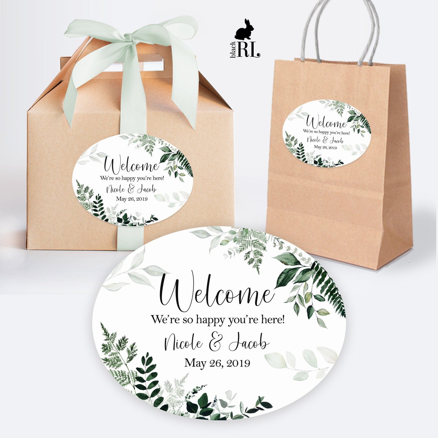 Printed Oval Bag and Box Labels / Botanical Garden -  BO21