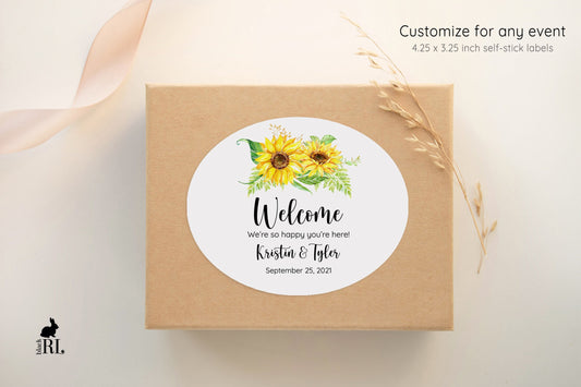 Printed Oval Bag and Box Labels / Sunflowers - SF19