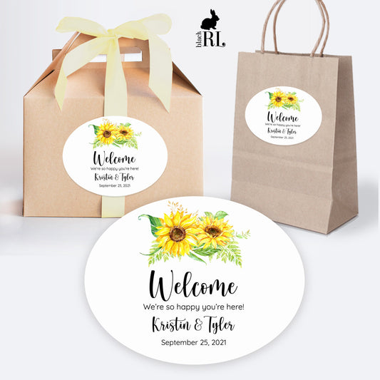 Printed Oval Bag and Box Labels / Sunflowers - SF19
